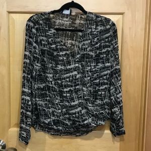 Lumiere blouse crossover v neck long sleeve sheer